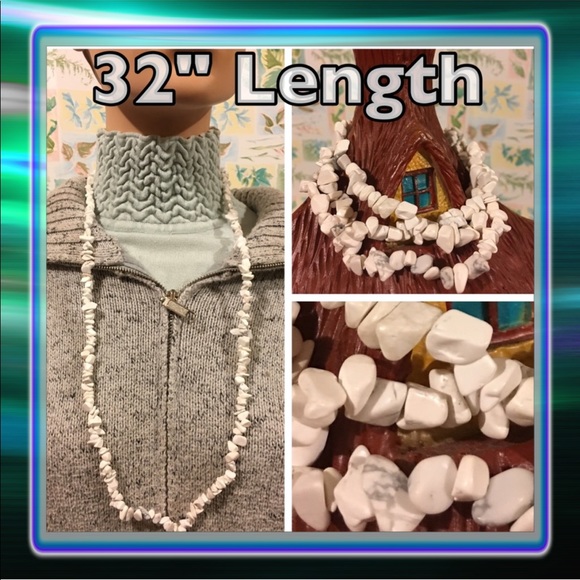 White Magnesium Stone Chip Necklace - Picture 3 of 7